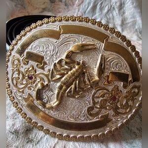 Gold and Silver Scorpion Decorative Belt Buckle - Pets Reptile Accessory